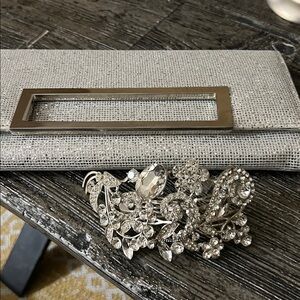 Elegant Silver Hair Clip & Clutch bag from Spring